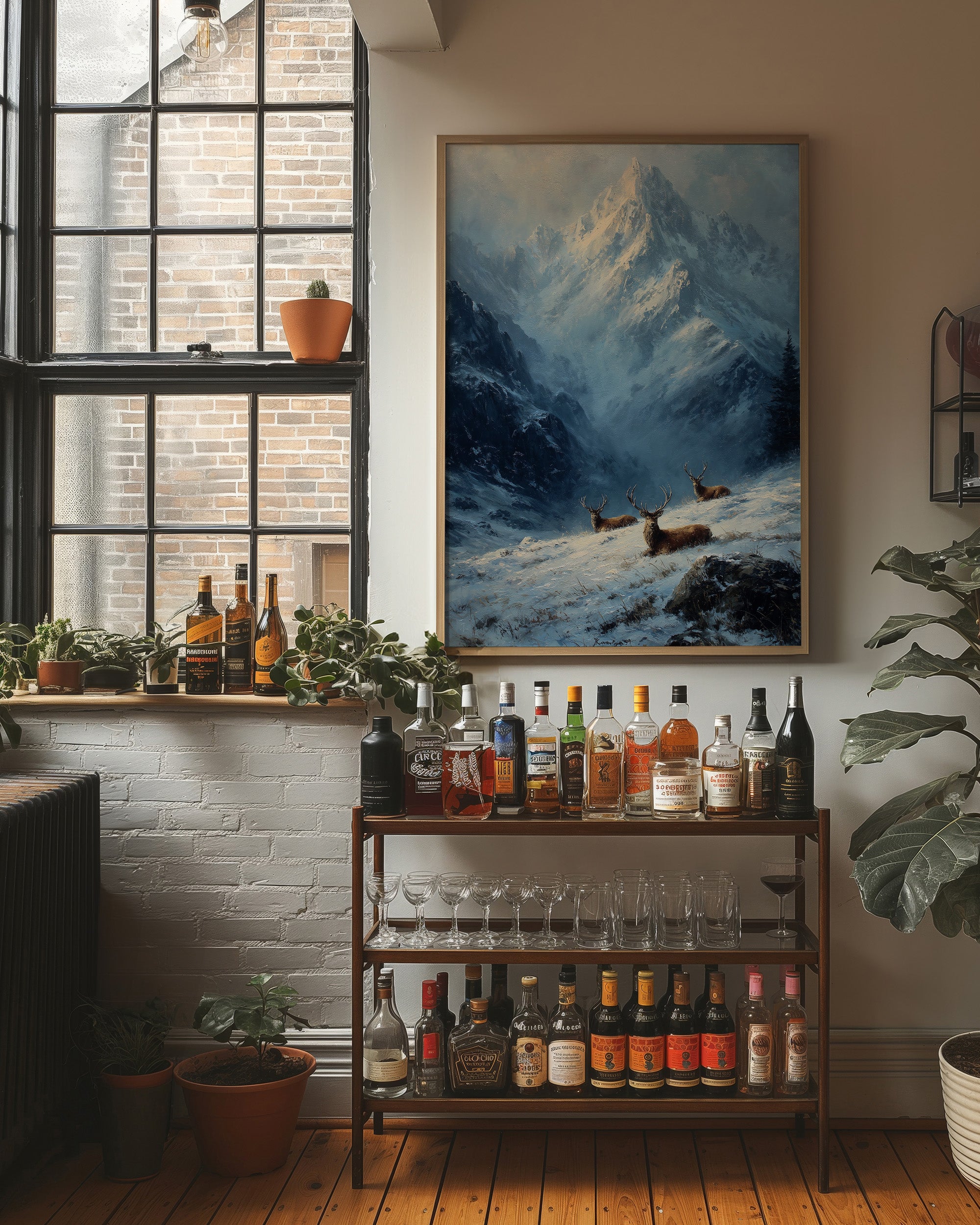 Stags in the Alpine Snow