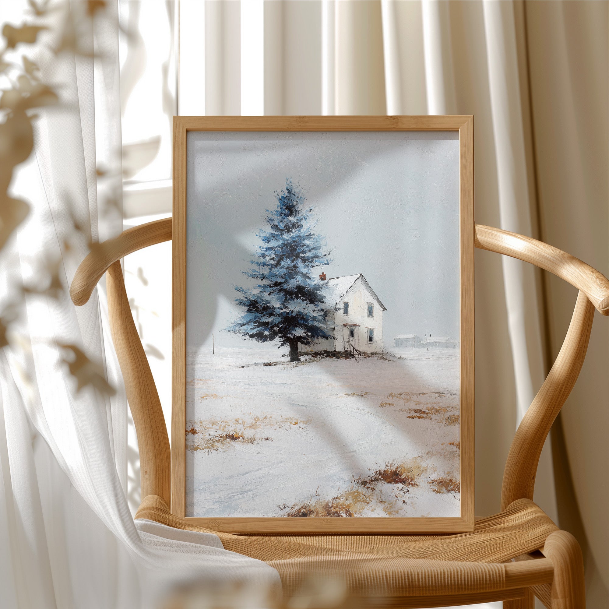 Farmhouse Under Blue Spruce