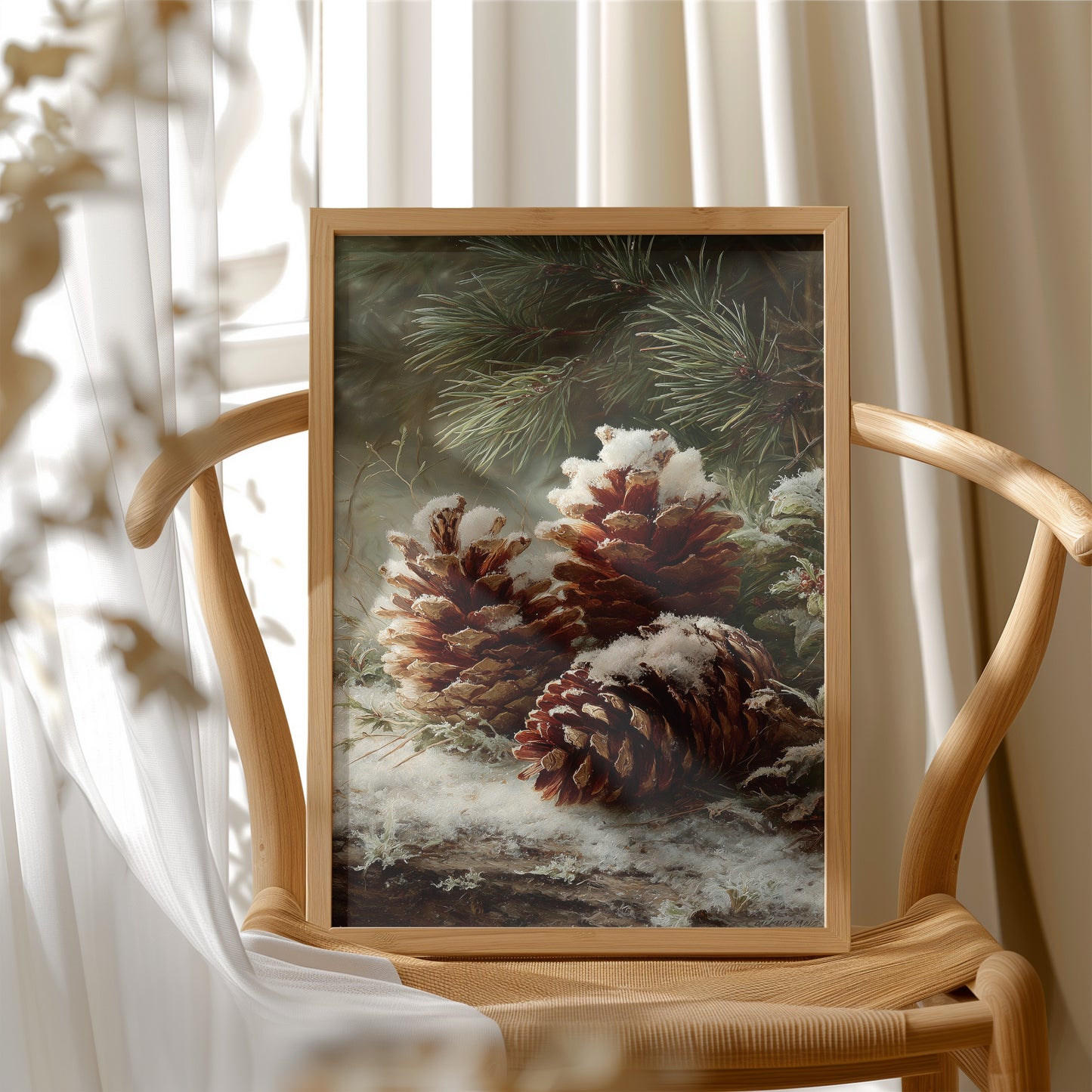 Pinecones Dusted in Snow