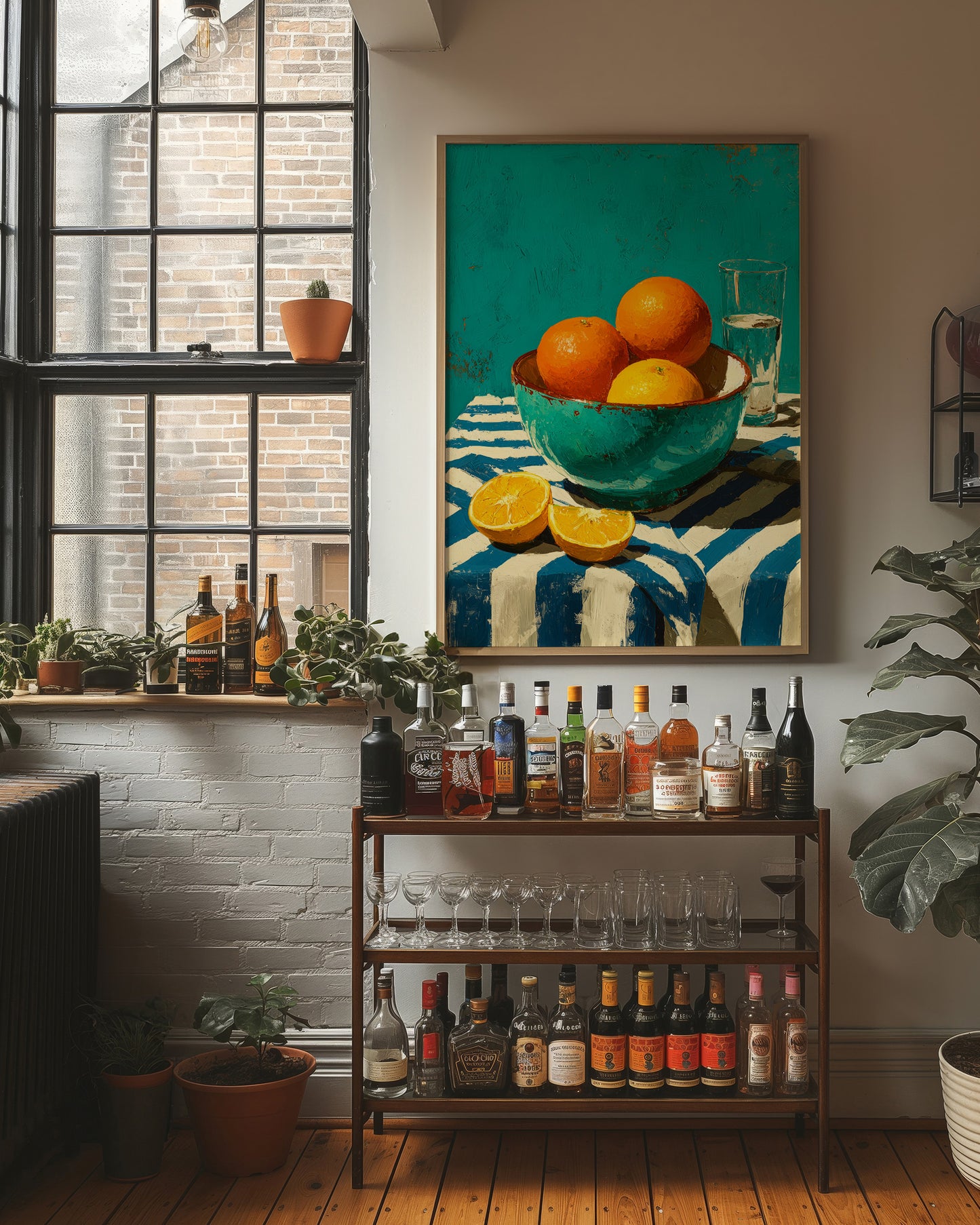 Oranges on Blue Stripes