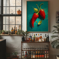 Two Chilies on Teal