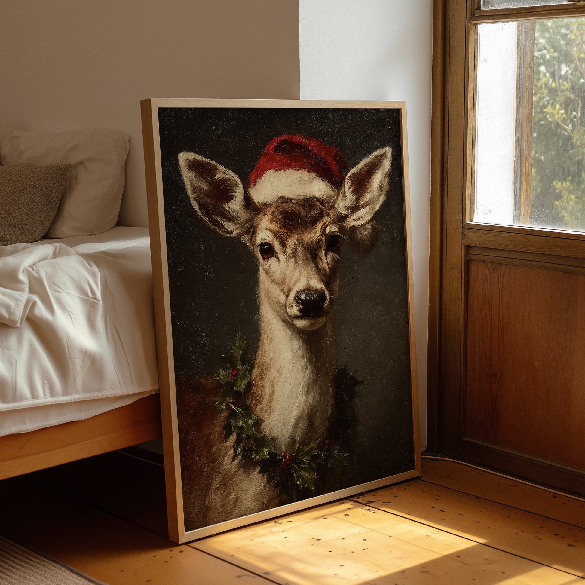 Fawn in a Santa Hat
