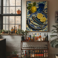 Sardines and Lemon on Blue Delft