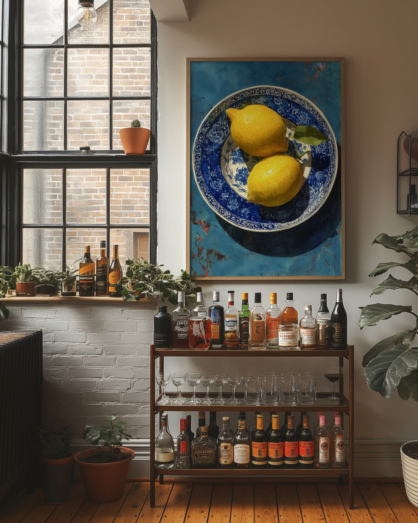 Lemons on Indigo Porcelain
