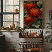 Chrysanthemums in Deep Jade