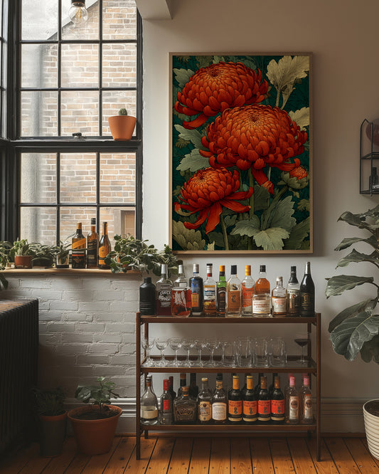Chrysanthemums in Deep Jade