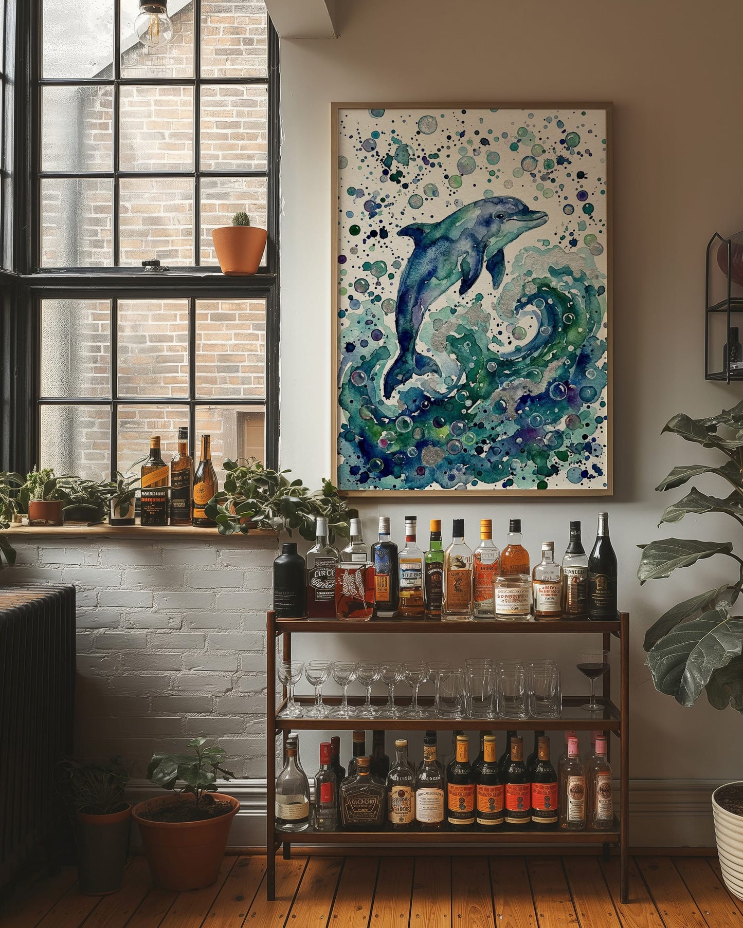 Breaking Free: Watercolor Leaping Dolphin