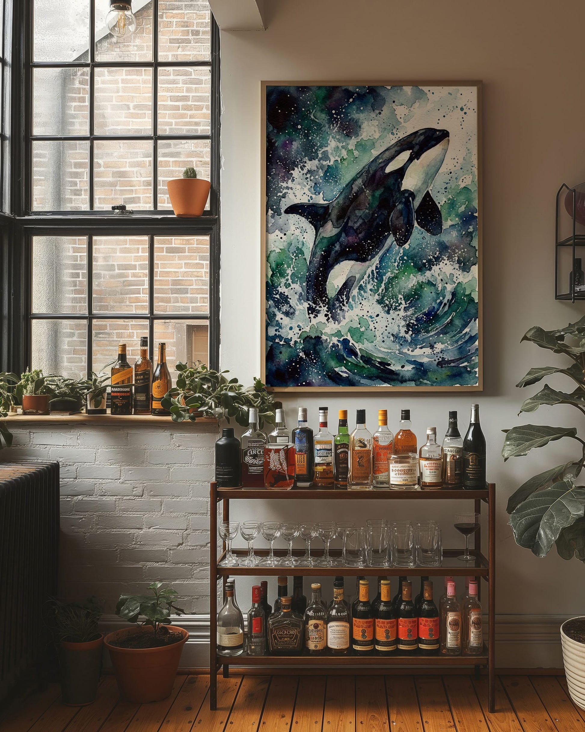 Breach: Watercolor Orca Study