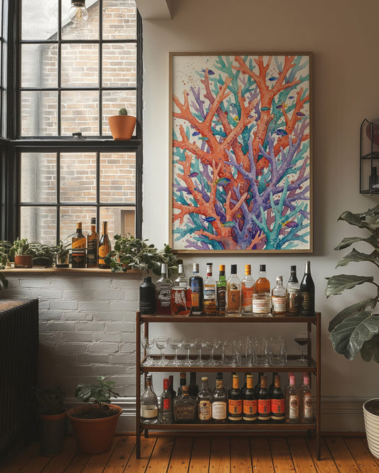 Branching Reef: Watercolor Staghorn Coral Study