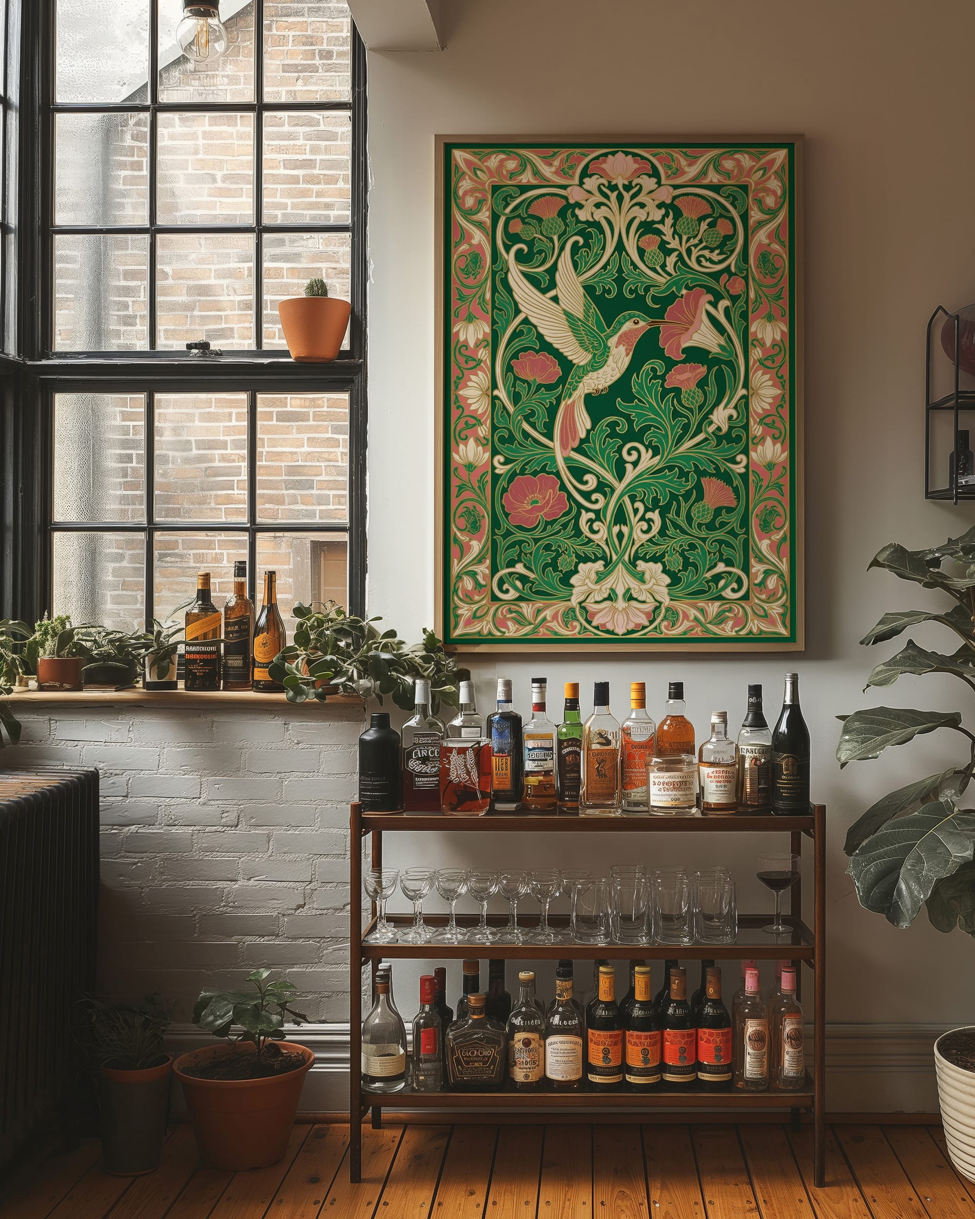 Hummingbird & Morning Glory: Art Nouveau Pattern Study