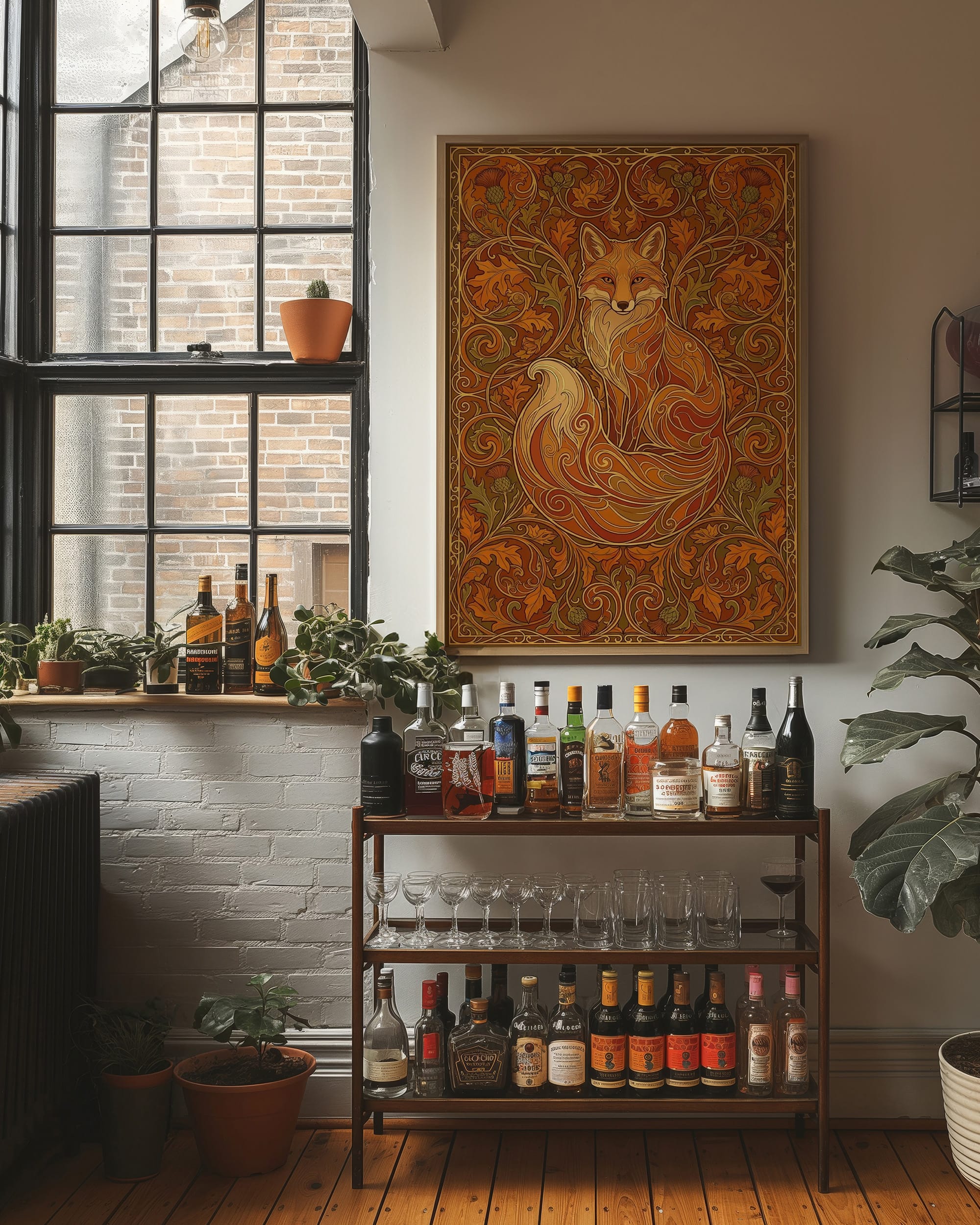 Curled Fox: Art Nouveau Pattern Study