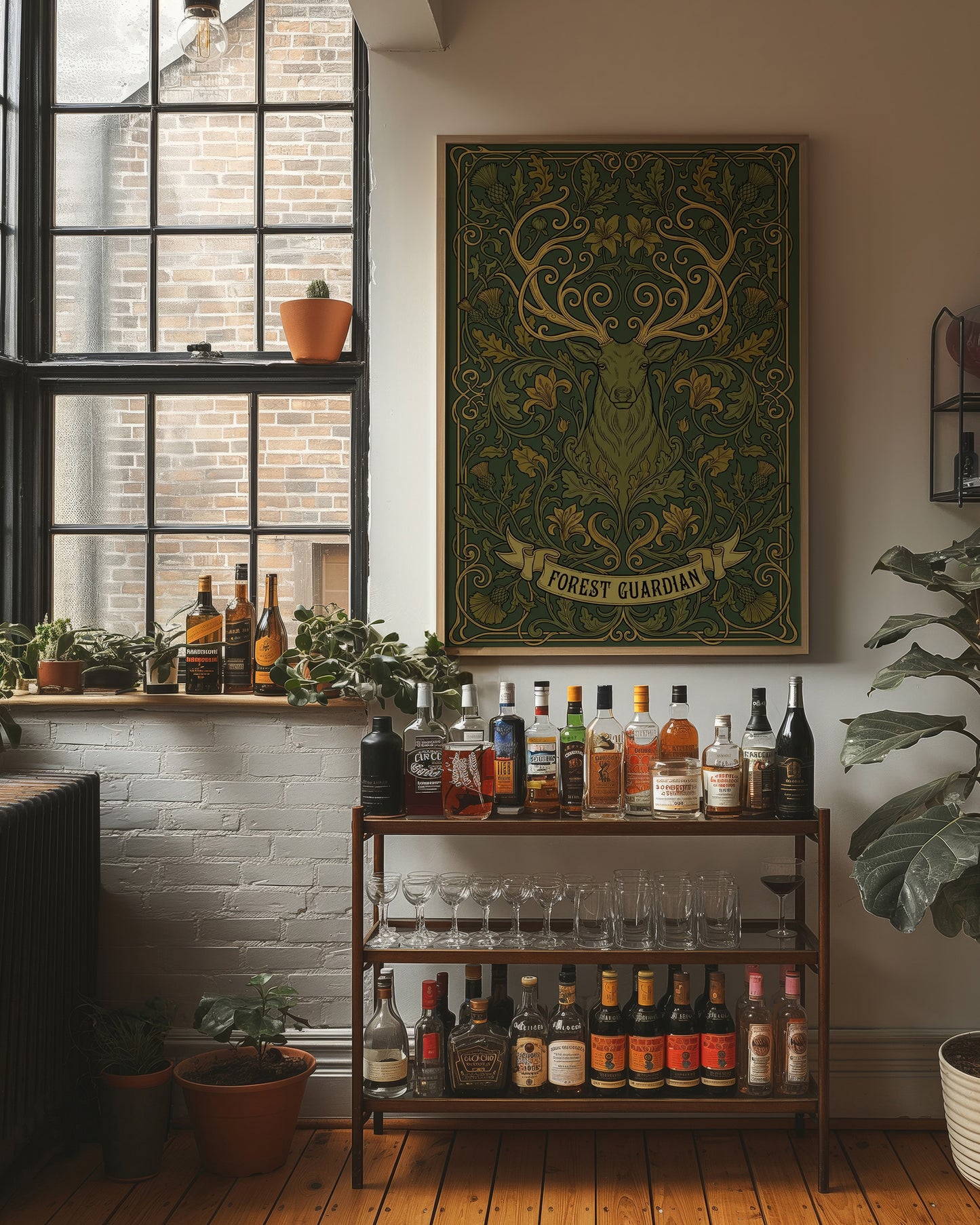 Forest Guardian: Art Nouveau Stag Pattern