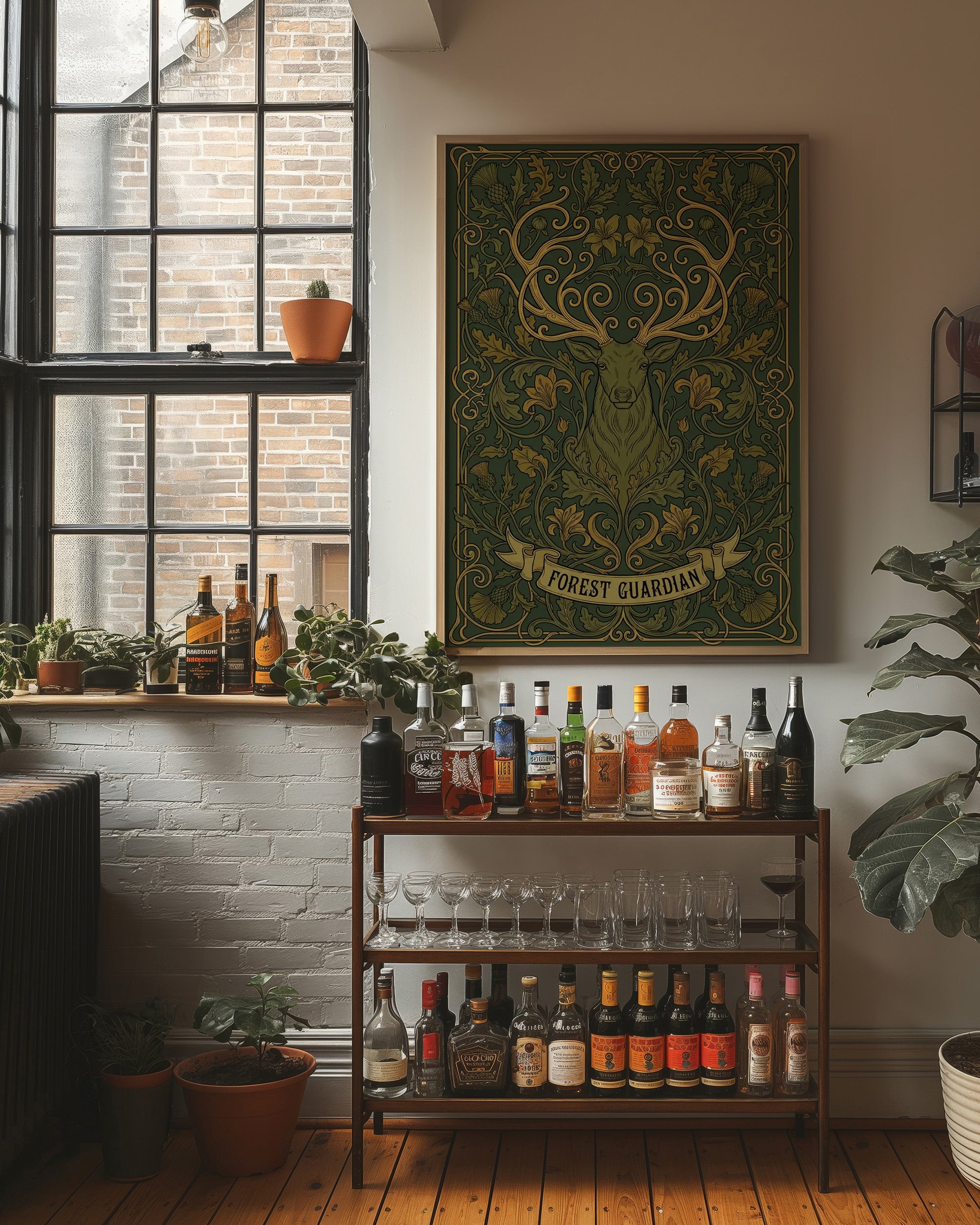 Forest Guardian: Art Nouveau Stag Pattern