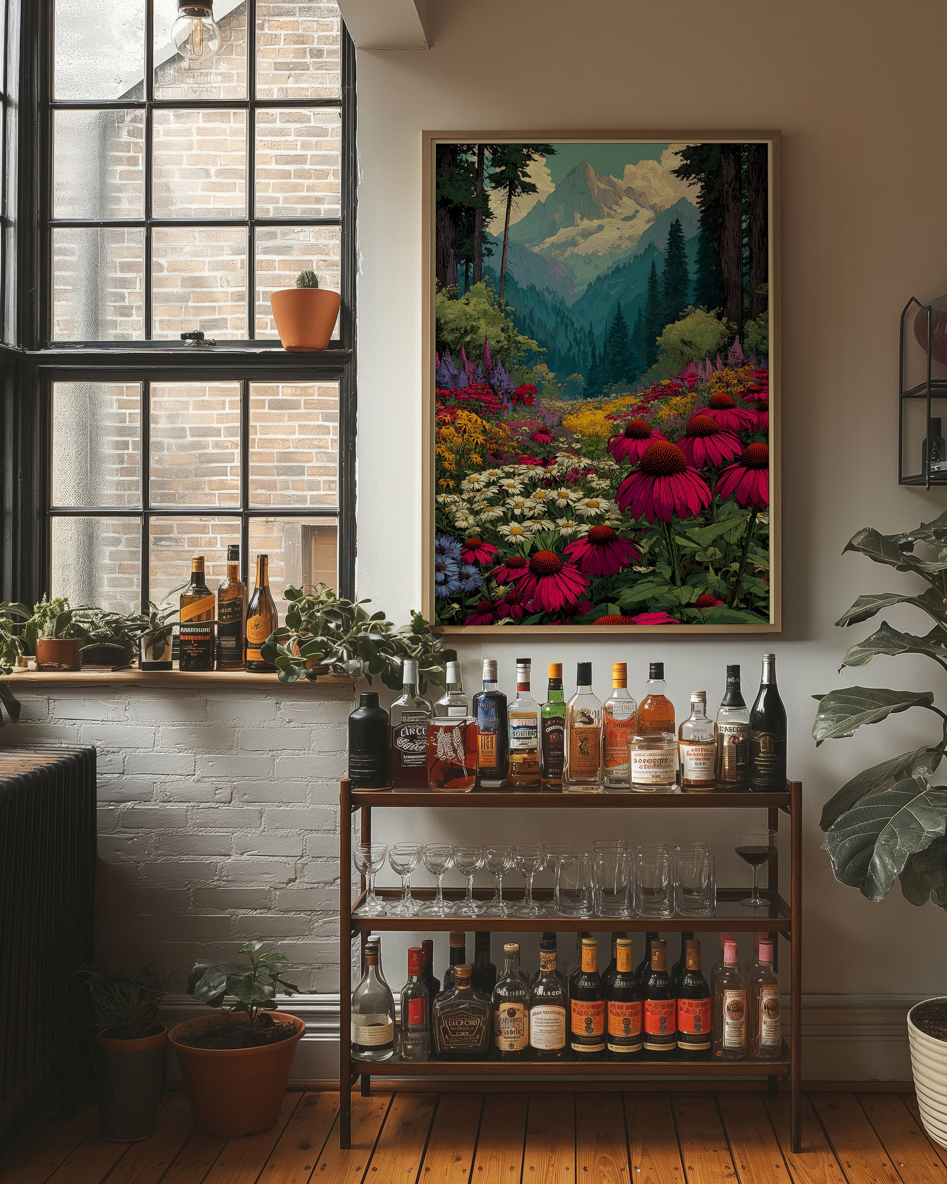 Wildflower Vista: Retro National Park Poster