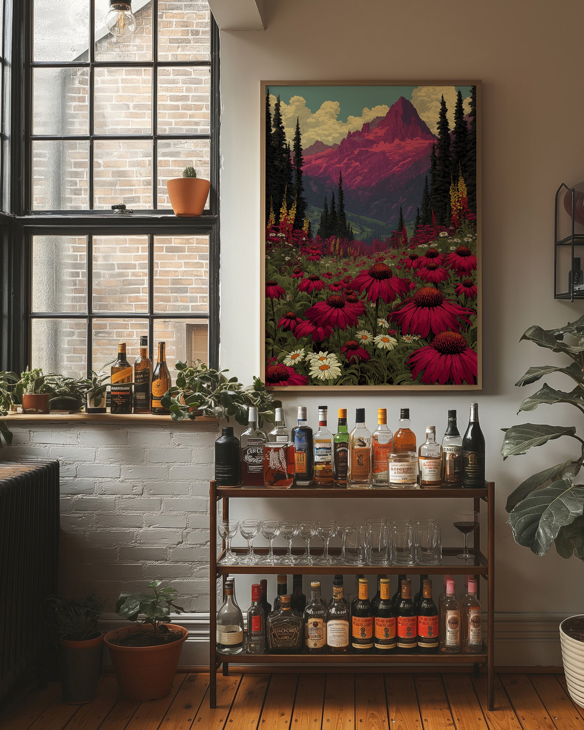 Alpenglow Meadow: Retro National Park Poster