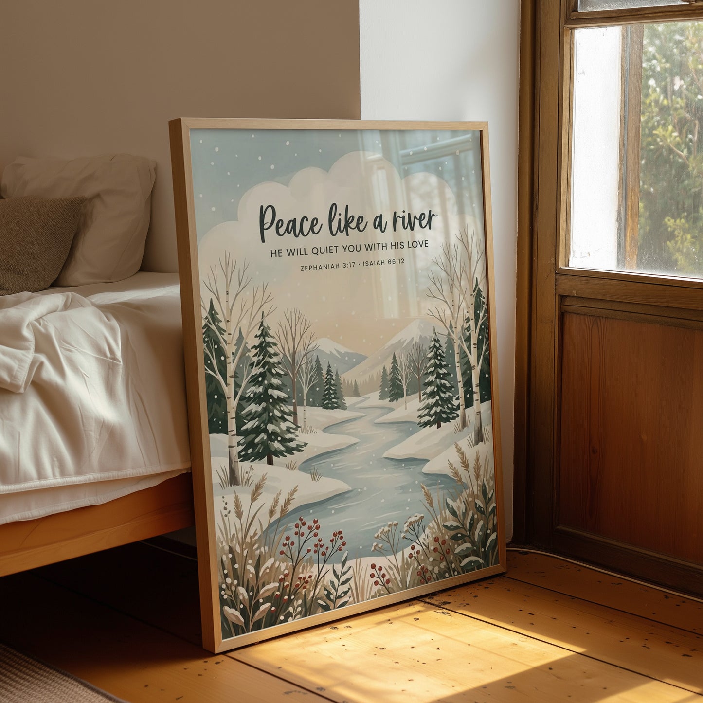Peace Like a River: Winter Scripture Print
