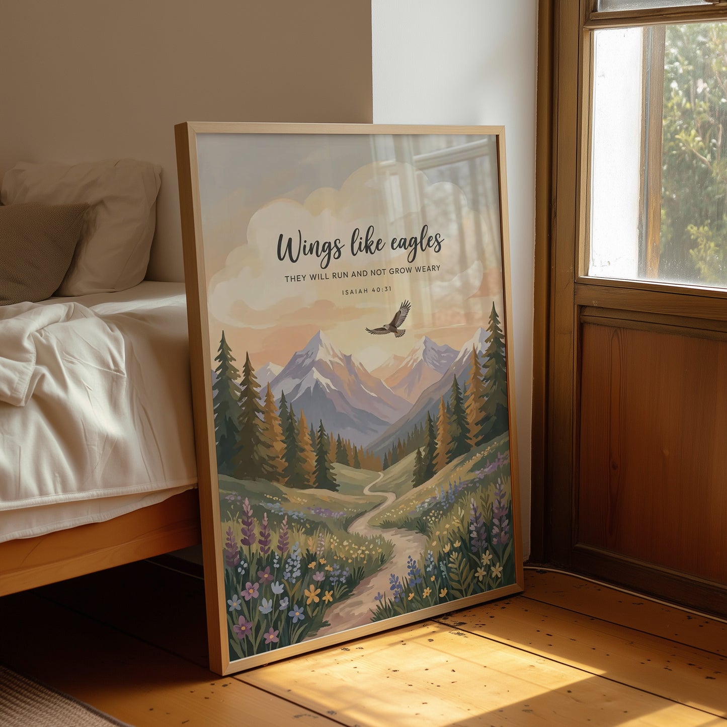 Wings Like Eagles: Alpine Meadow Scripture Print
