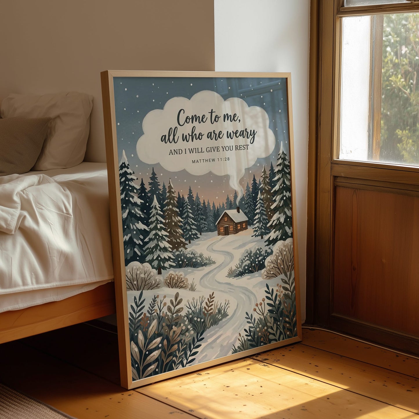 Come to Me, All Who Are Weary: Snowy Forest Cabin