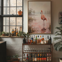 Flamingo in Rose-Tinted Water