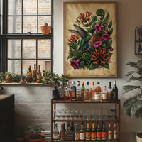 Hummingbird Among Honeysuckle