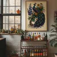 Peacock and Marigolds