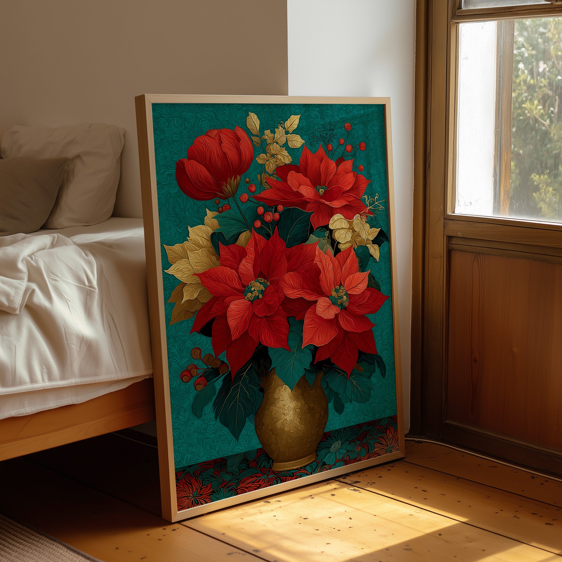Poinsettias in Gold