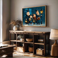 The Carolers Sing By Lamplight