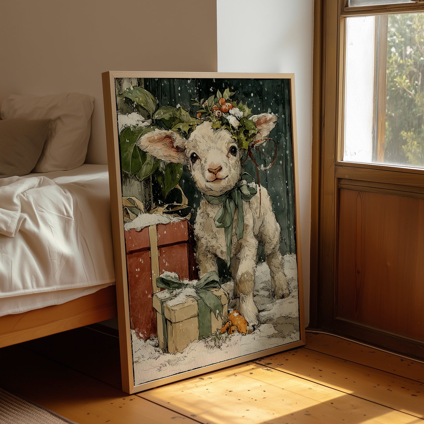 Lamb with Gifts, Winter Wreath