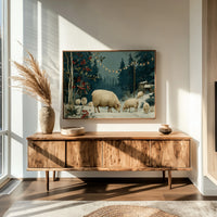 Sheep Under Winter Lights