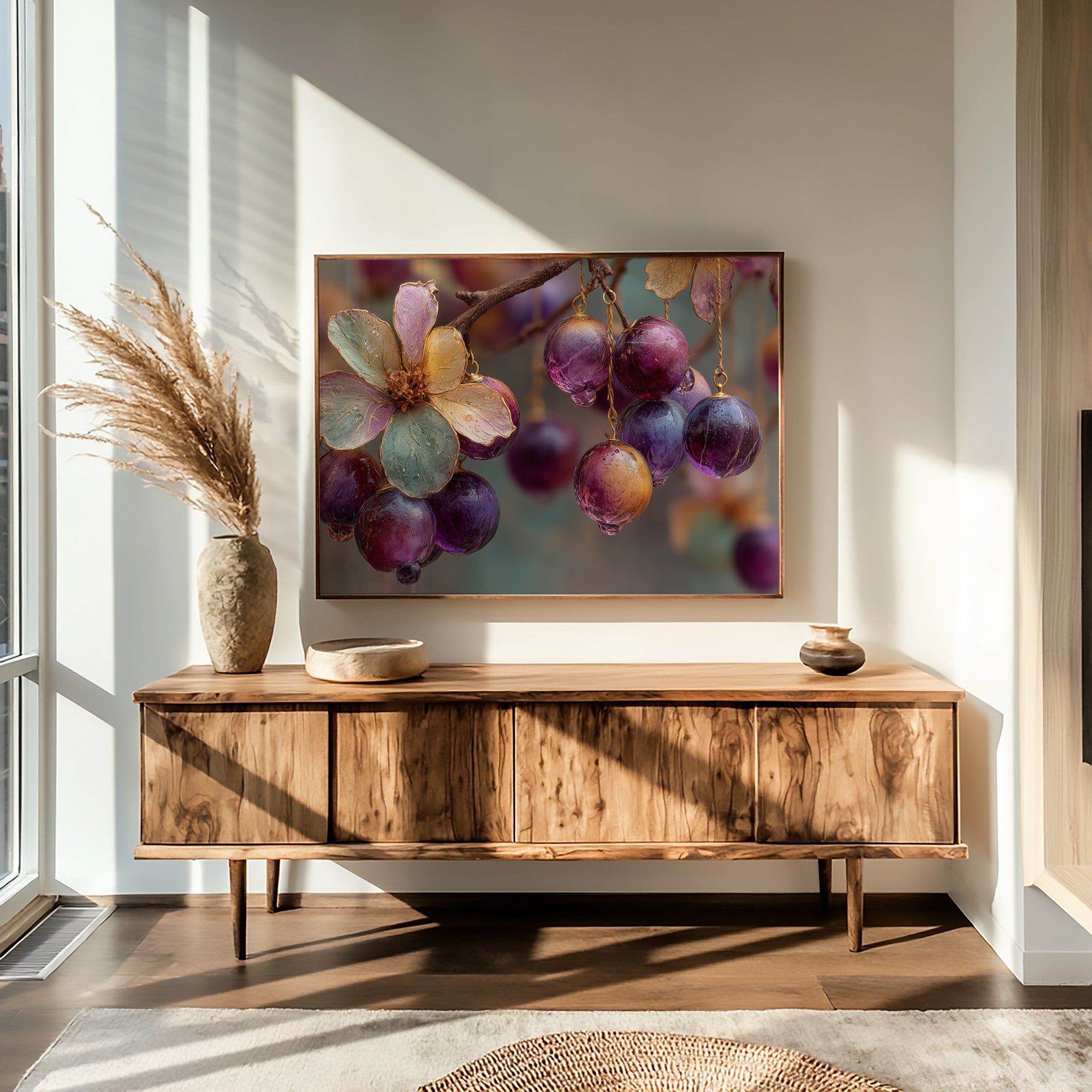 Grapes Spun From Amber Glass
