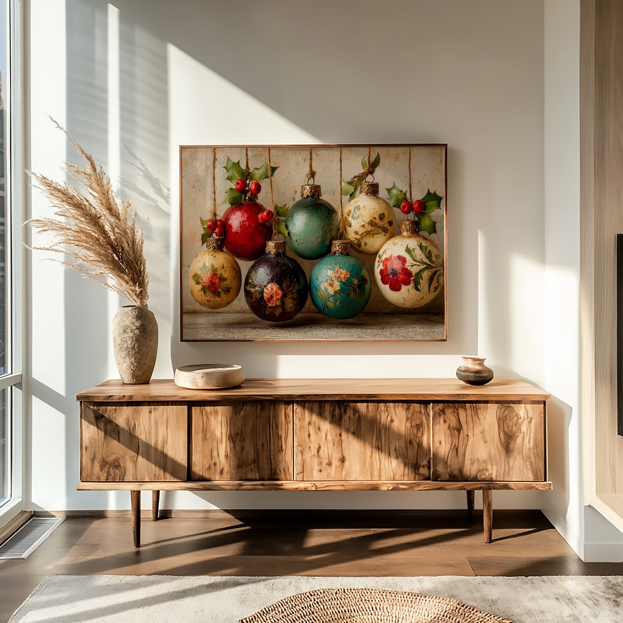 Holly Berries and Painted Baubles