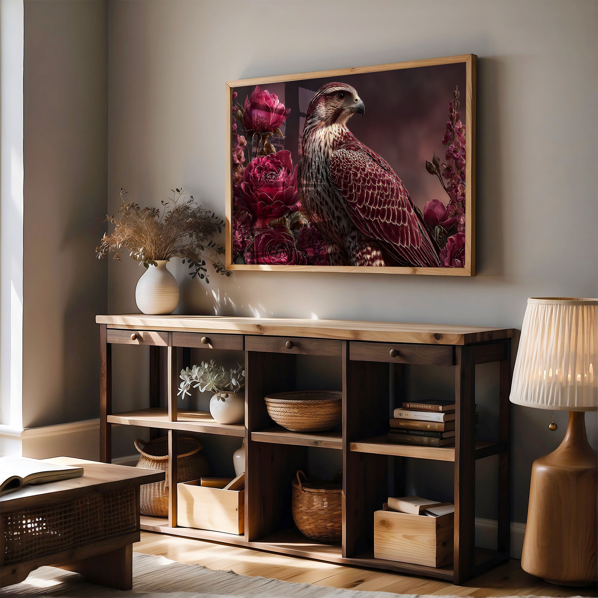 Falcon Among Garden Roses