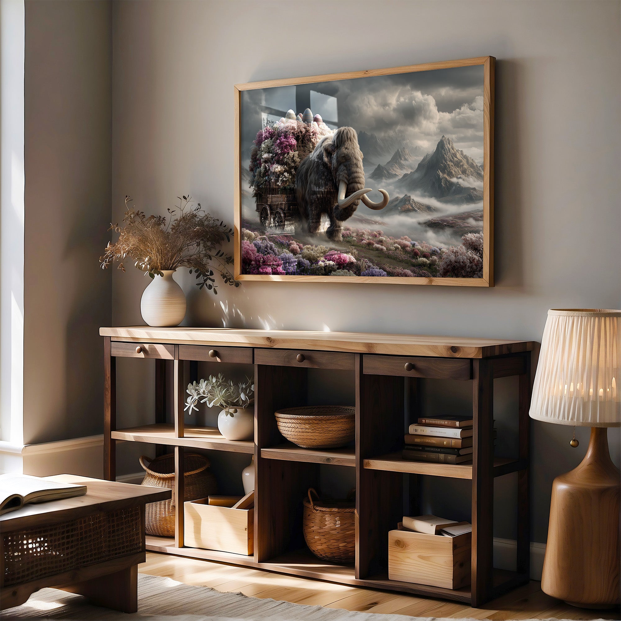 Mammoth's Blossom-Draped Easter Cart