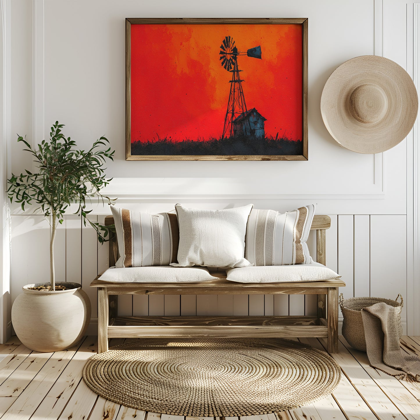Windmill Silhouette at Blazing Dusk