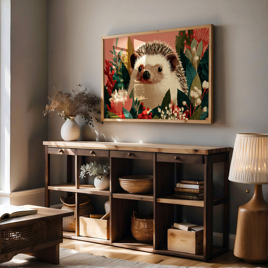 Hedgehog Among Winter Berries