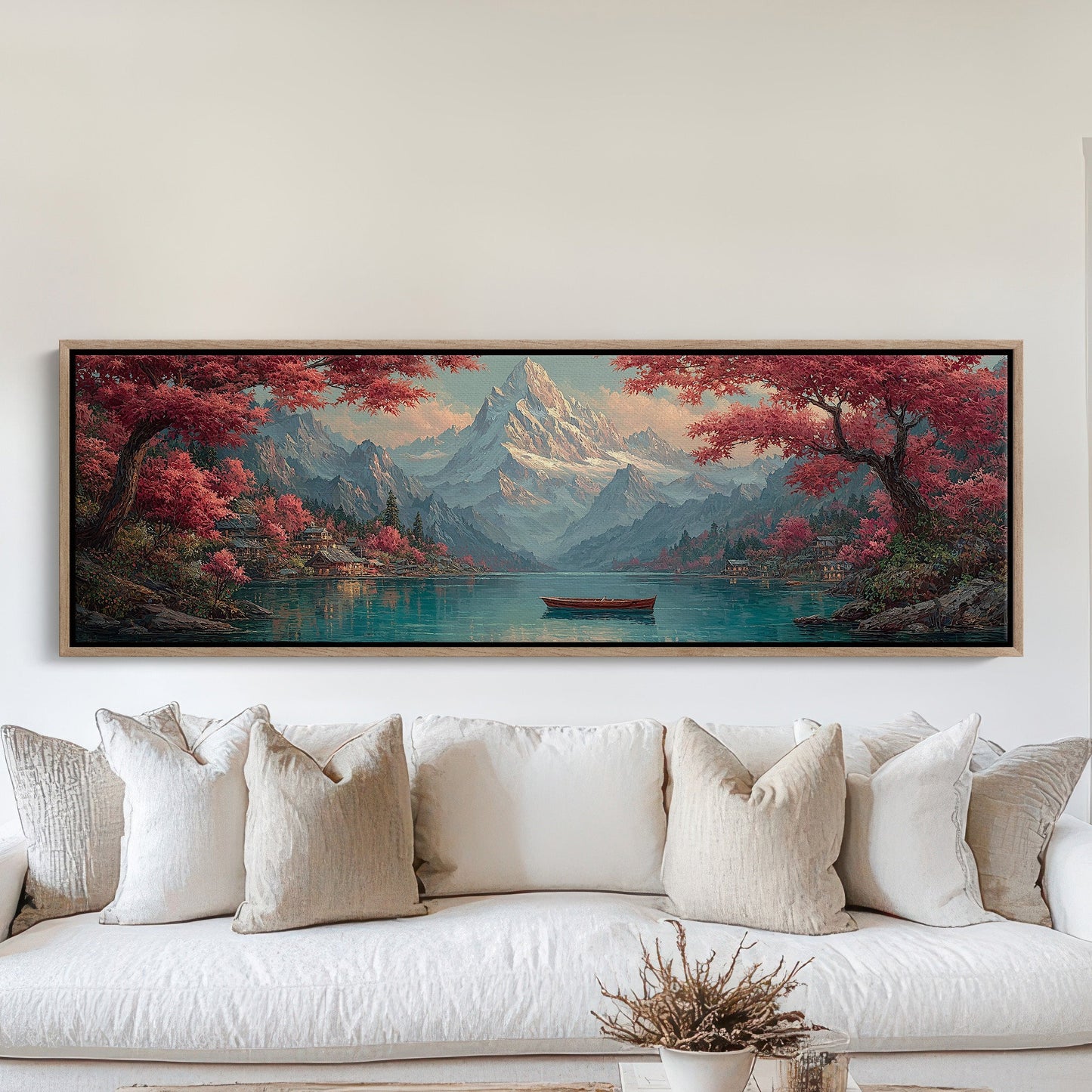 Crimson Canopy Beneath Silver Peaks