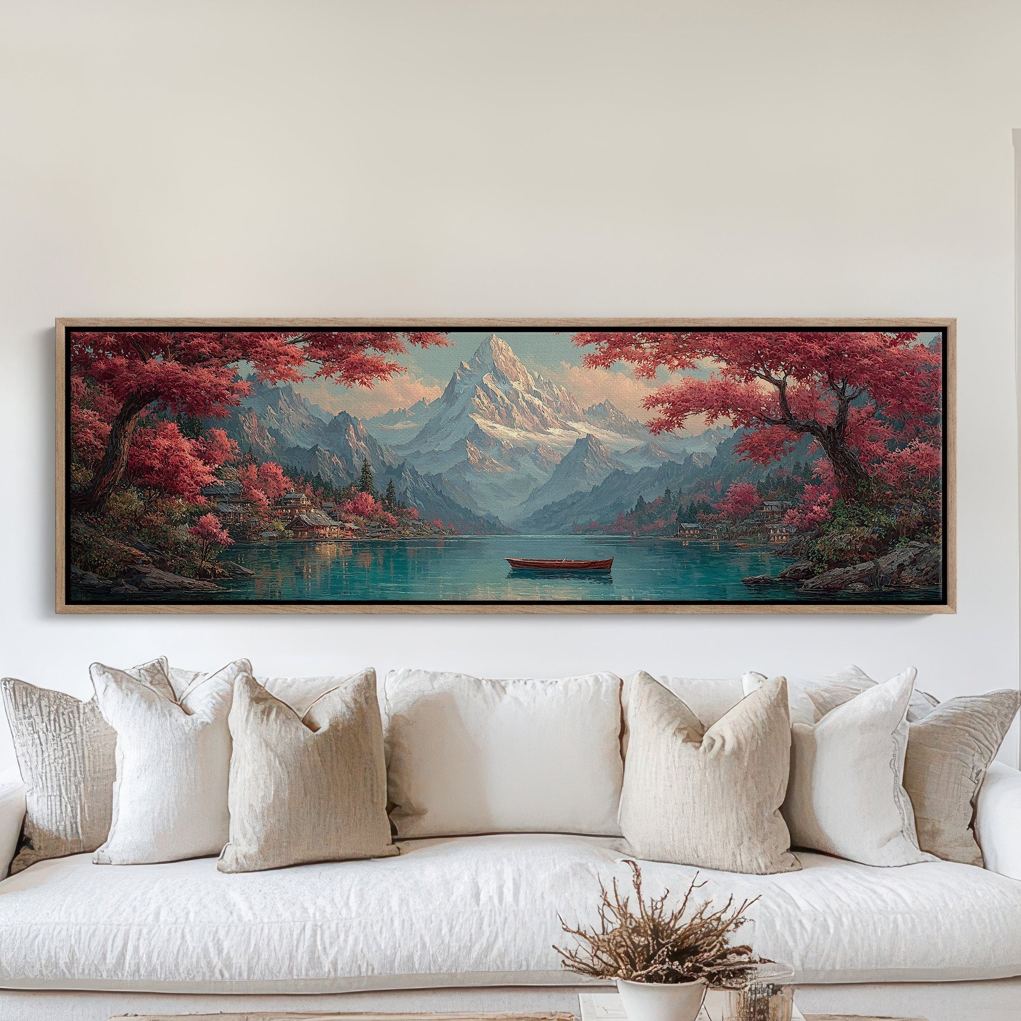 Crimson Canopy Beneath Silver Peaks
