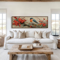 Songbird Among Scarlet Blossoms