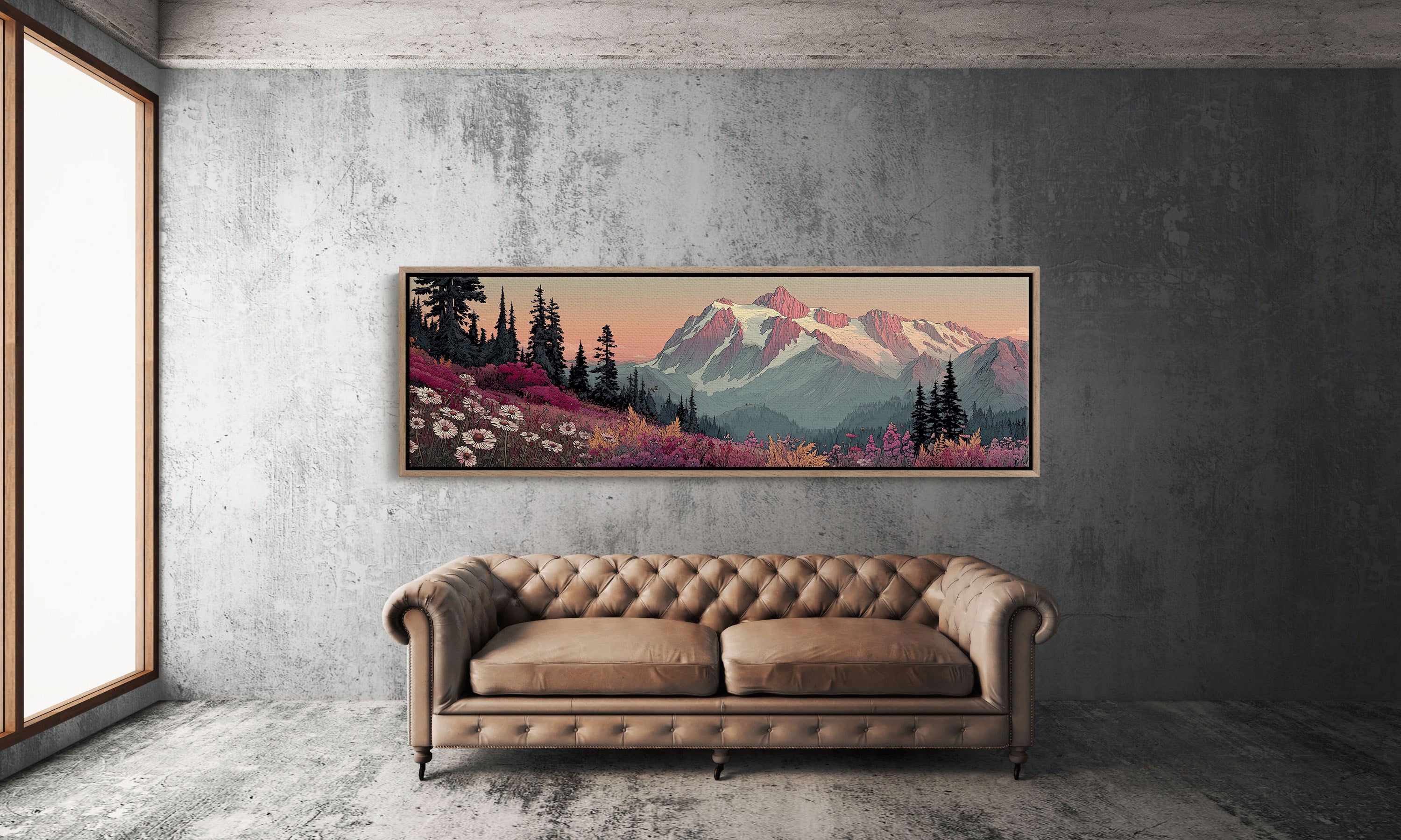 Wildflowers Beneath the Blushing Peaks
