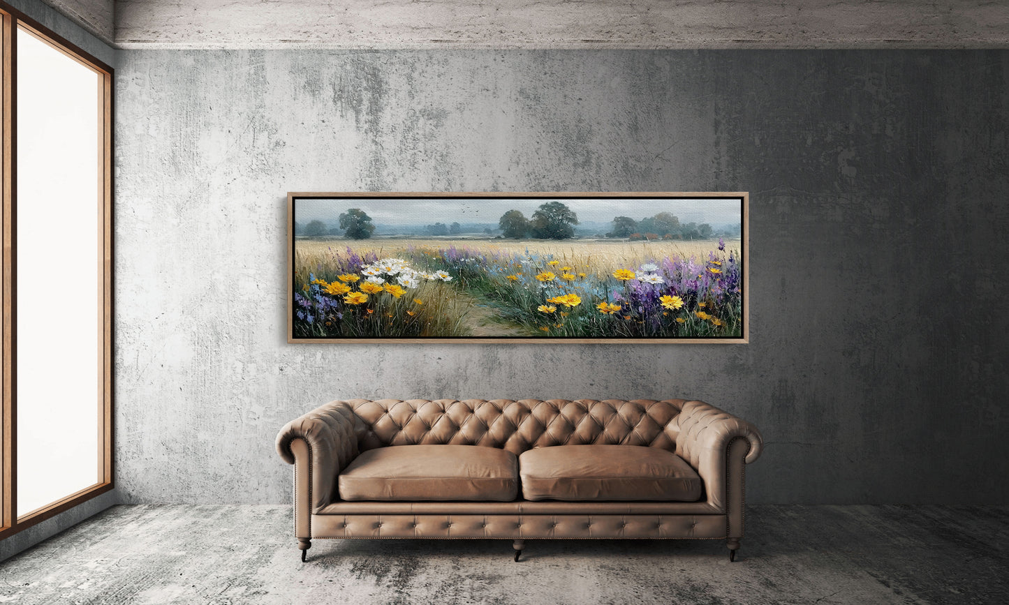 Wildflower Path Through Golden Fields