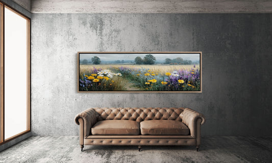Wildflower Path Through Golden Fields