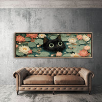 Midnight Cat Among Lotus Blossoms