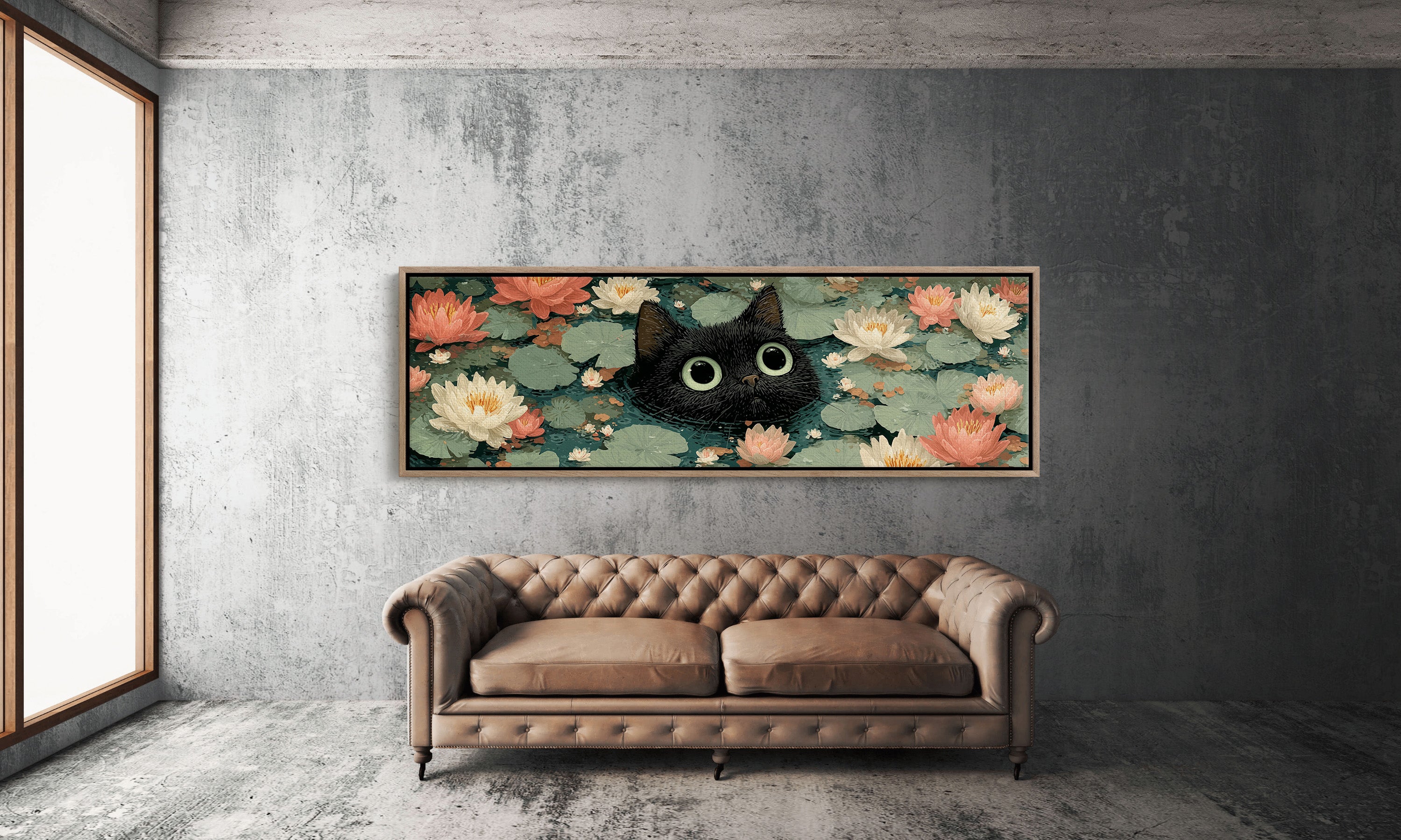 Midnight Cat Among Lotus Blossoms
