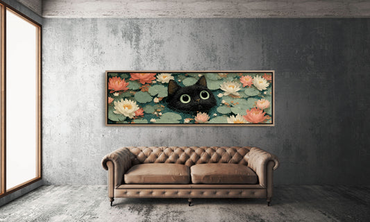 Midnight Cat Among Lotus Blossoms