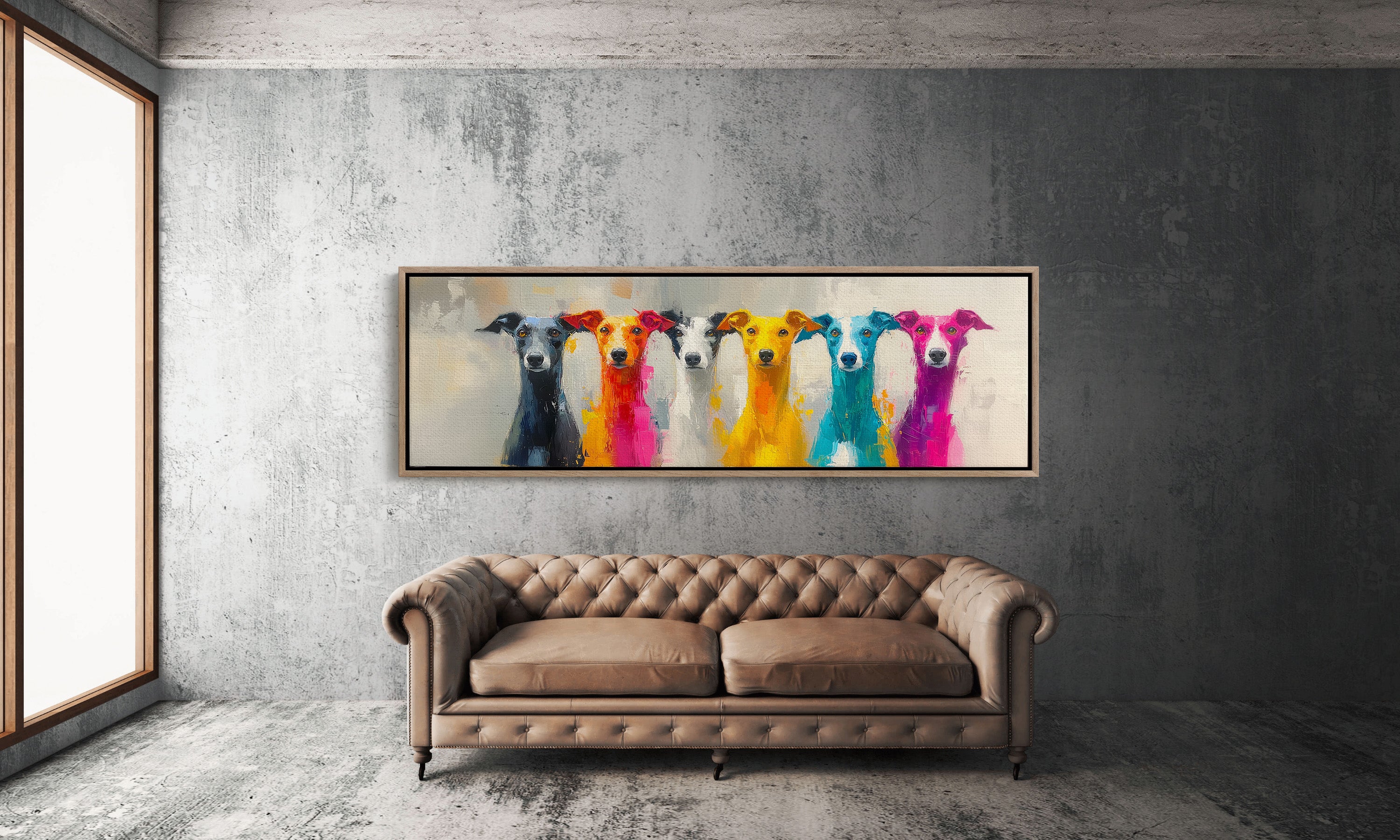 Colorful Greyhounds In Modern Pop Style