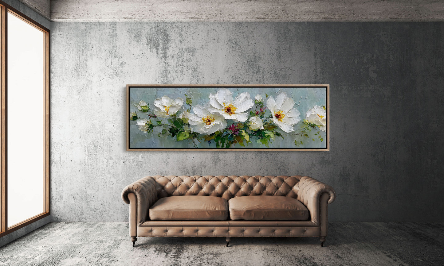 White Garden Blossoms In Soft Relief