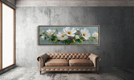 White Garden Blossoms In Soft Relief