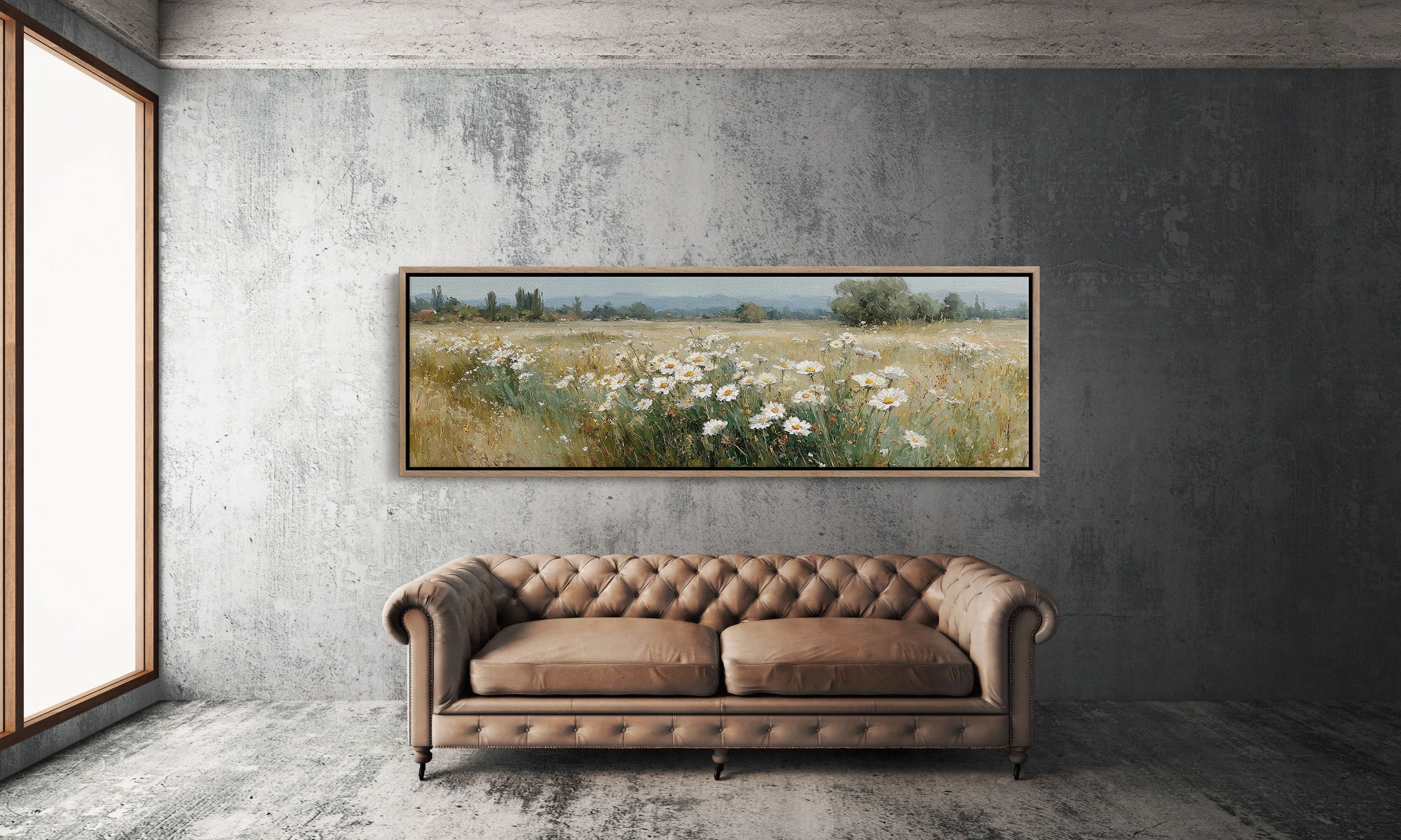 Wild Daisies Across Golden Meadow