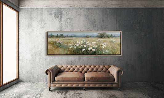 Wild Daisies Across Golden Meadow