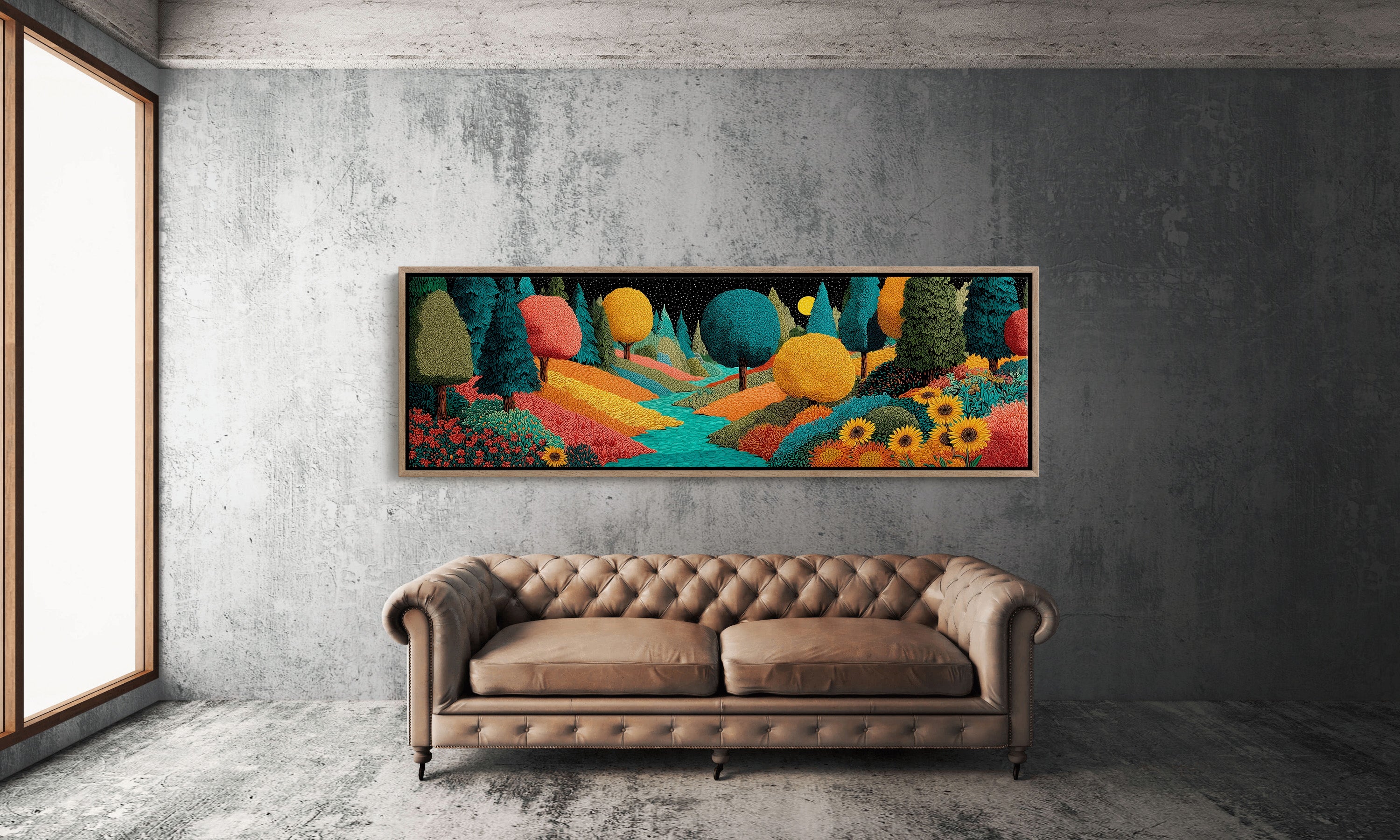 Colorful Dream Forest Under Starry Sky
